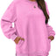 WIHOLL Womens Oversized Sweatshirts Crewneck Long Sleeve Tops Fleece Pullover Fall Fashion Clothes with Pocket Pink XX-Large